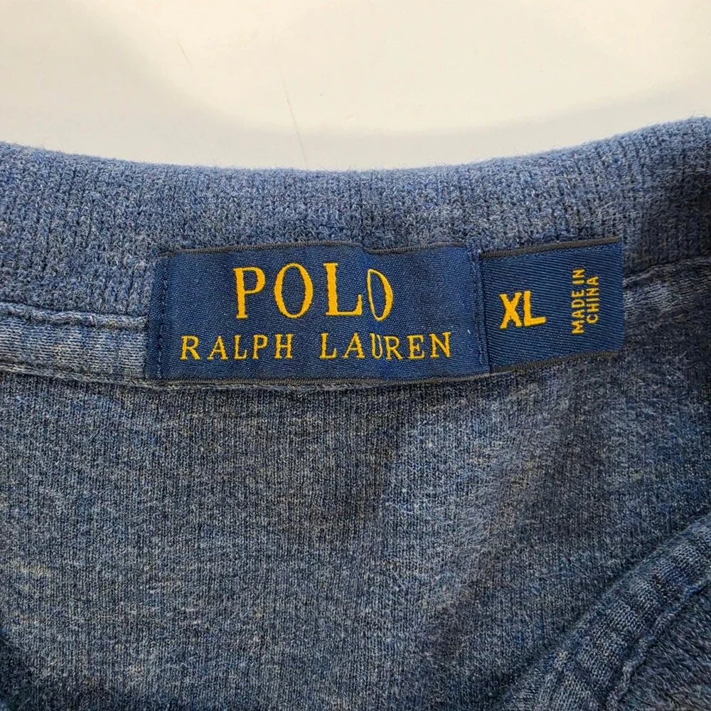 Polo Ralph Lauren Mens XL Blue Heathered Quarter Zip Pullover Sweater Pony Logo